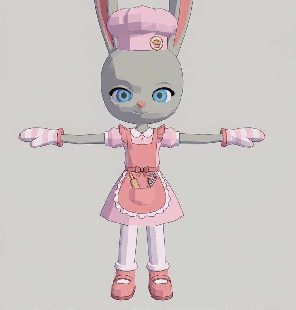 Veronica's Bakery outfit, from the game's 3D model