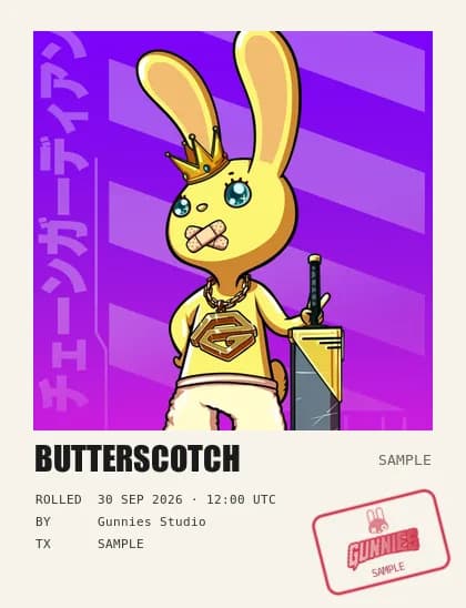 Sample: Butterscotch, wearing Sparkle Eyes, Crown, Bandaid Mouth, Slippers Ha-Ha Get It, Furry Whites, Pentagon Chain, Buster Bling